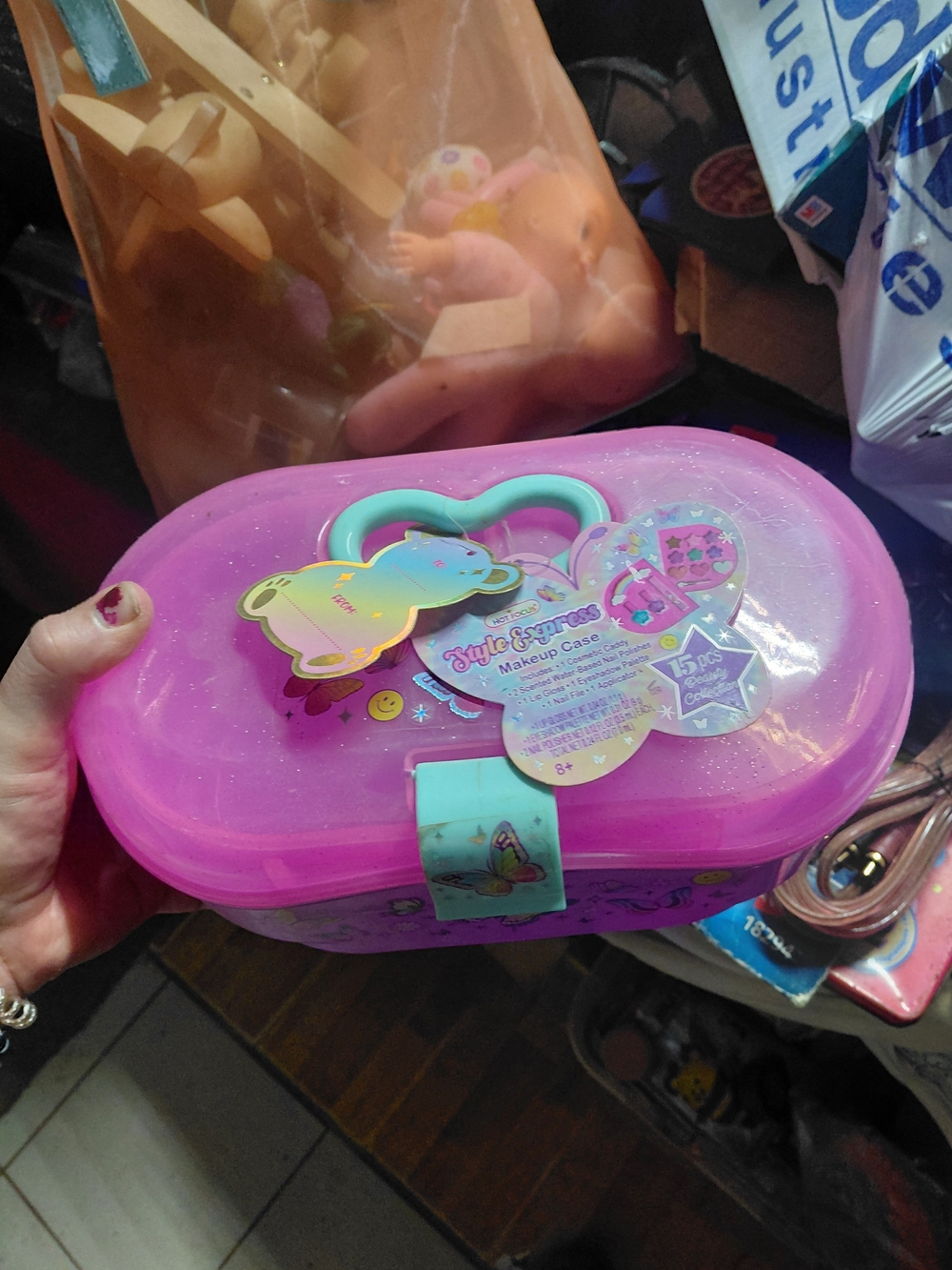 Kids Makeup Case Toy - Pink Glitter Carrying Case